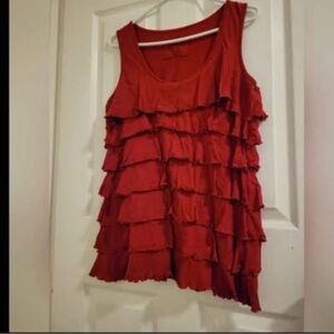 Chic Layered Red Sleeveless Blouse
